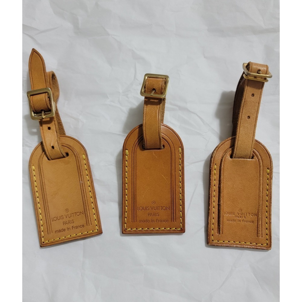 Louis Vuitton Vachetta Leather Luggage Tags Set of 3  Made in France Tan color‎
